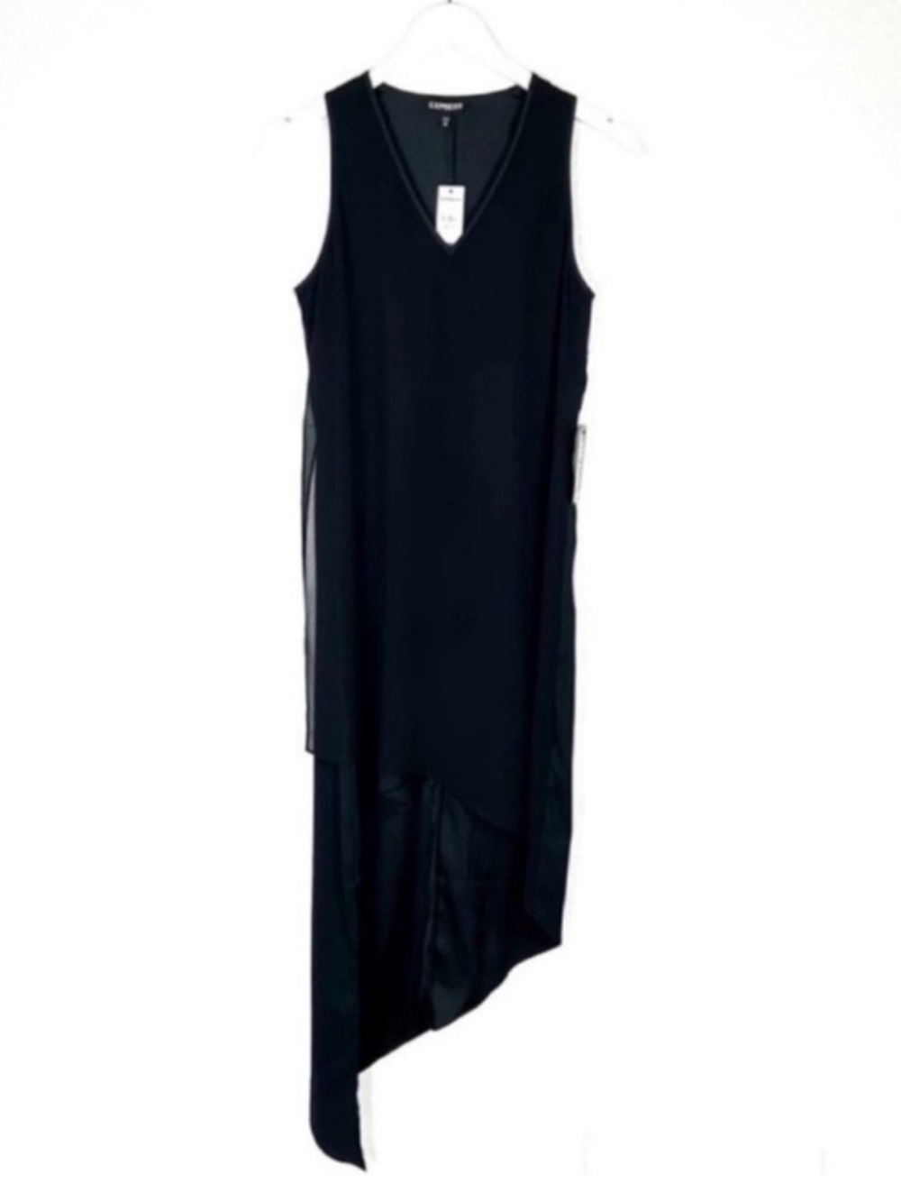 NWT Express Y2K slip dress black asymmetrical hem whimsygoth fairy NEW size XS